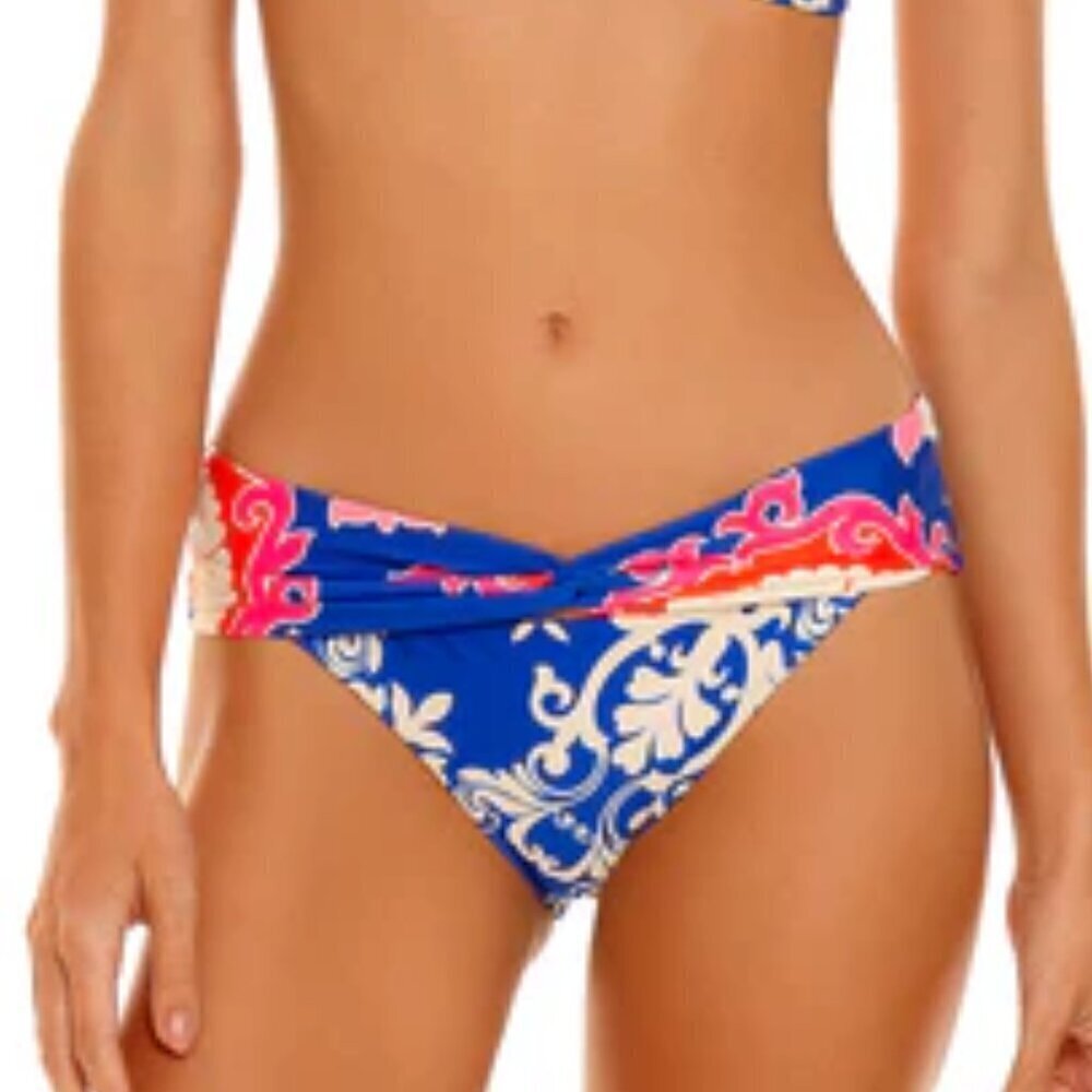 Agua Bendita Lana Eames bikini bottom pink Persian blue twist swim new Large